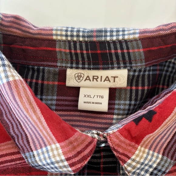 Ariat Shirt Womens XXL Button Up Plaid Southwestern Aztec 100% Cotton Woven - Picture 5 of 7